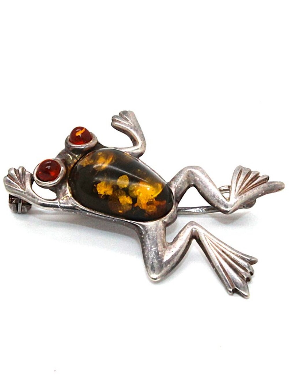 Vintage Sterling Silver Frog Brooch